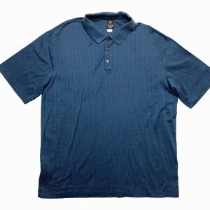 Nike Polo Shirt Mens Size XL Blue Short Sleeve Geometric Mercerized Cotton
